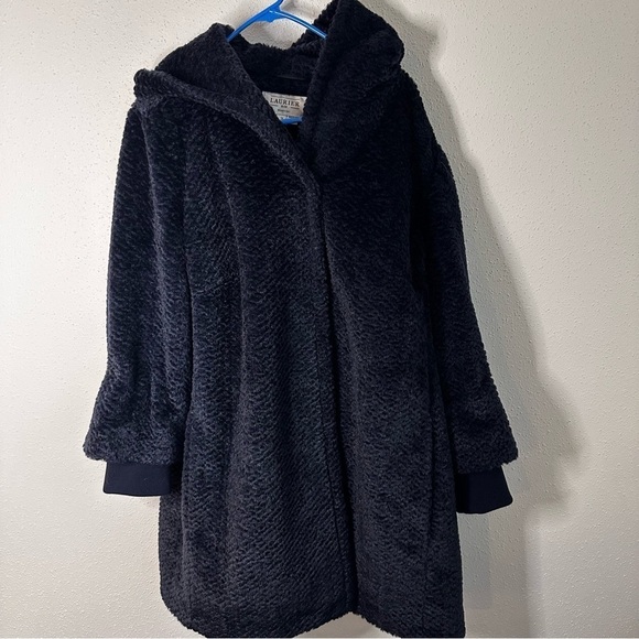 LAURIER FAUX FUR HOODED TEDDY JACKET COAT STORM SLEEVES NAVY BLUE SZ 1X - Picture 5 of 11